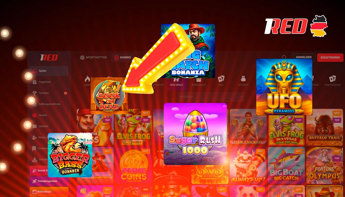 The casino 1Red offers an extensive area for gambling