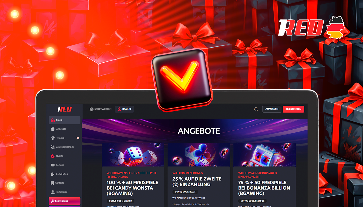 You can get acquainted with an extensive selection of bonuses at 1Red