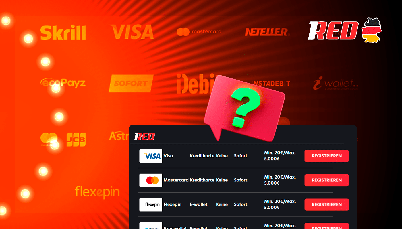 1Red supports several popular payment methods for Germany